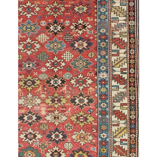 Tribal Early 20th Century Antique Caucasian Shirvan Rug With All-Over Blossom Pattern & Vibrant Colors For Sale - Image 3 of 6