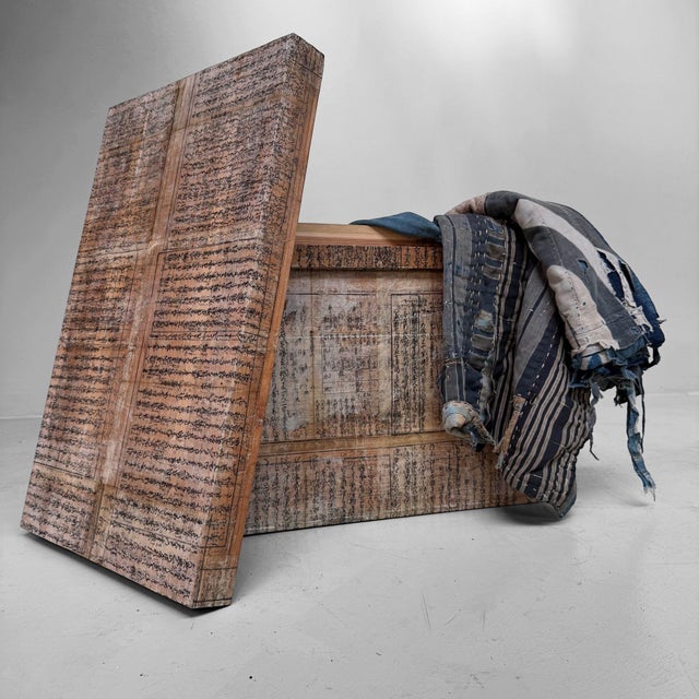 Japanese Tea Chest with Shinto Text Fragments, 1960s For Sale - Image 4 of 17