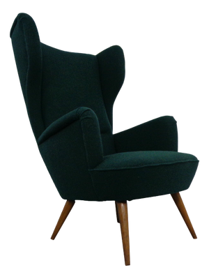French Wingback Chair with Kvadrat Tonica Upholstery, 1950s