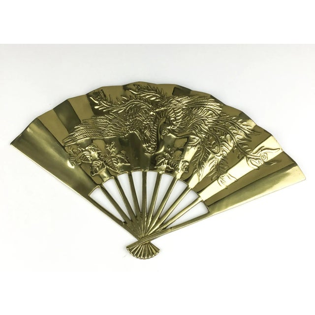 Vintage Carved Solid Brass Fan Wall Art For Sale - Image 4 of 13