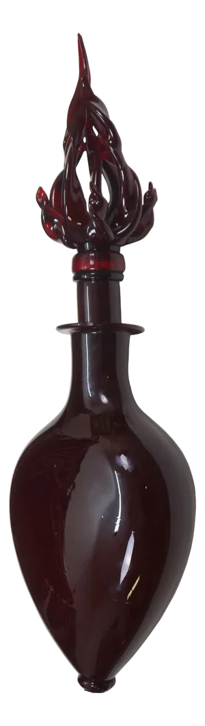 1990s Jonathan Christie Ruby Red Art Glass Sacred Heart Decanter Bottle Sculpture