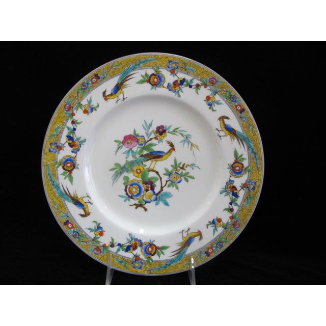 English Minton China Exotic Bird of Paradise & Flower Sinclair 10 1/4" Dinner Plate Set For Sale - Image 3 of 9