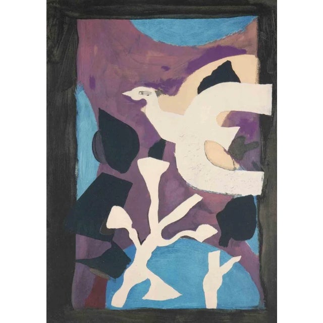 Oiseau et Lotus is a color lithograph on paper, realized by the French Cubist artist, Georges Braque (1882-1963). Printed...