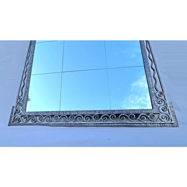 Large Art Deco Mirror in Wrought Iron For Sale - Image 6 of 10