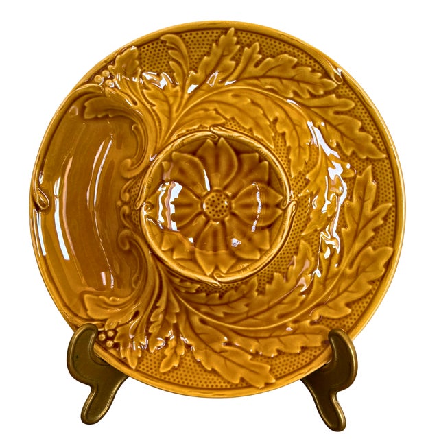 1950s Majolica Artichoke Plates from Gien, 1950, Set of 4 For Sale - Image 5 of 8