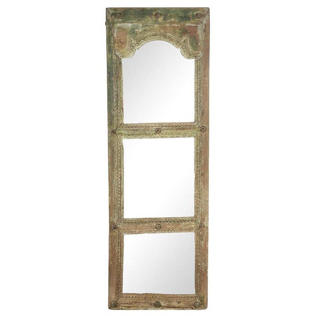 Large Antique Mirror in Patinated Solid Wood For Sale - Image 9 of 9