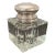 Vintage Cartier Silver and Cut Crystal Monogrammed Inkwell For Sale