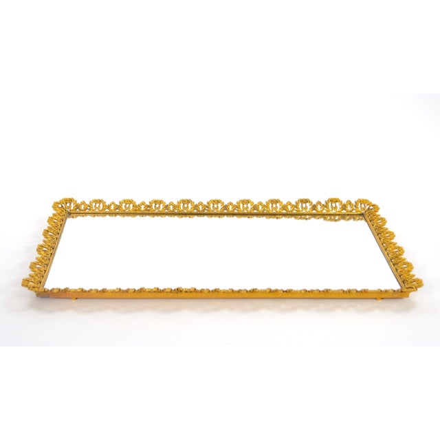 North American Gilt-Metal and Mirrored Vanity or Serving Tray, 1970s For Sale - Image 10 of 10