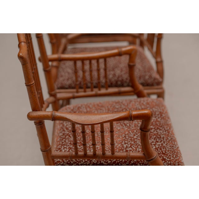 Wood Italian Faux Bamboo Armchairs, 1970s, Set of 4 For Sale - Image 7 of 16