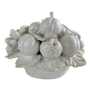 Mid 20th Century Italian Blanc De Chine Small Ceramic Fruit Basket For Sale