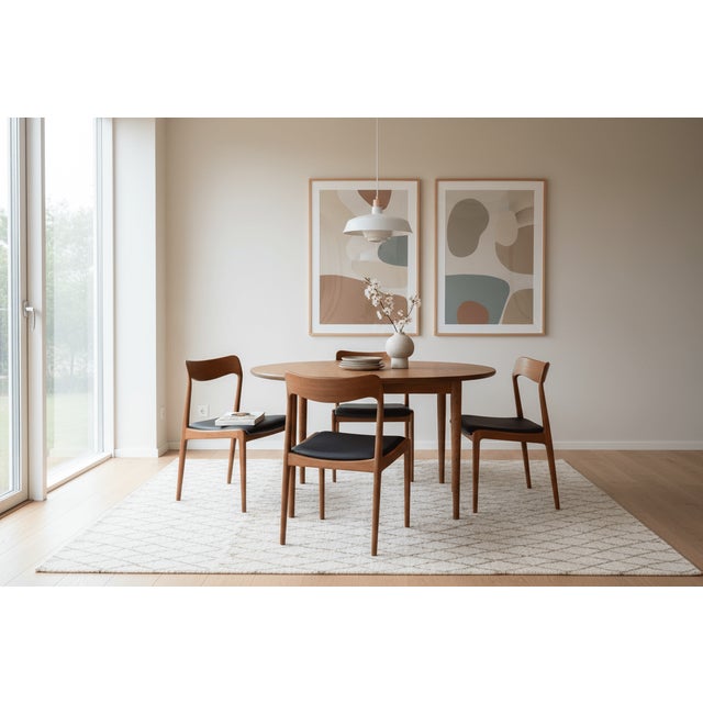 1970s Teak Chairs with Black Leather Seats by Henning Kjærnulf for Korup Stolefabrik, 1960s, Set of 4 For Sale - Image 5 of 14