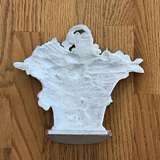 Late 20th Century Basket of Fruit Painted Vintage Cast Iron Doorstop For Sale - Image 4 of 8