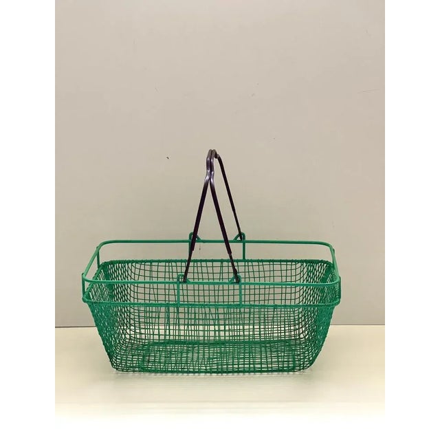 Mid-Century Modern Vintage Industrial Wire Mesh Basket, 1960s For Sale - Image 3 of 8