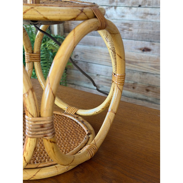 Tan Vintage Hong Kong Rattan Loop Table Lamps - a Pair For Sale - Image 8 of 12