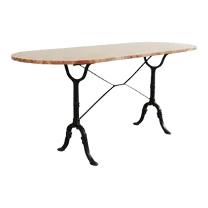 French Iron Marble Top Bistro Garden Dining Table or Console