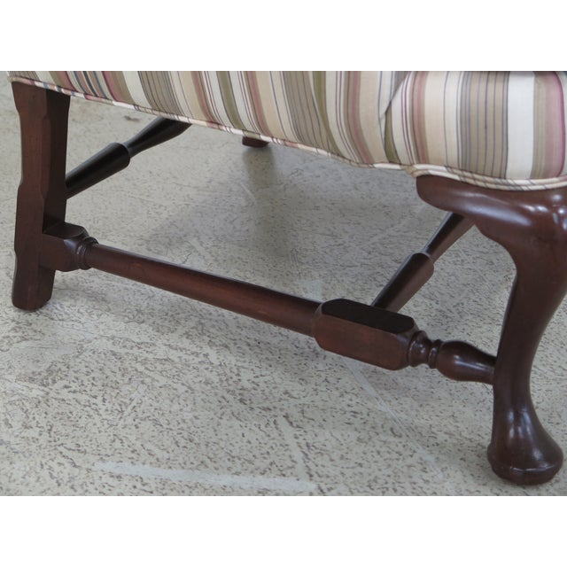 1970s Queen Anne Stretcher Base Mahogany Wing Chair For Sale - Image 5 of 13