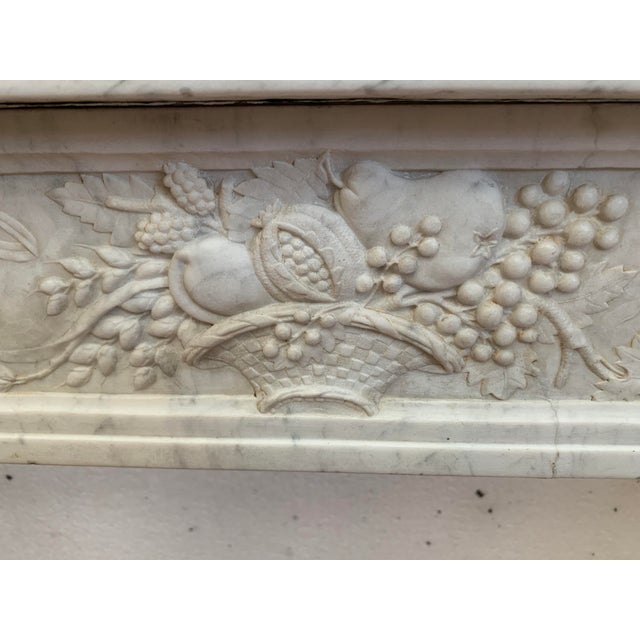 19th Century Louis XVI Fireplace in White Carrara Marble For Sale - Image 6 of 13