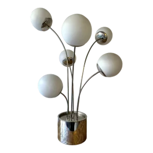 Lamp Metal and Opaline Glass by Pia Guidetti Crippa for Lumi, Italy, 1970s
