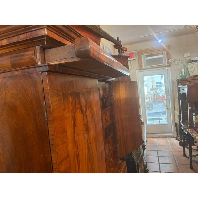 Antique English Gentlemans Chest on Chest, Burl Walnut, 1820s Secret Drawer For Sale - Image 12 of 13