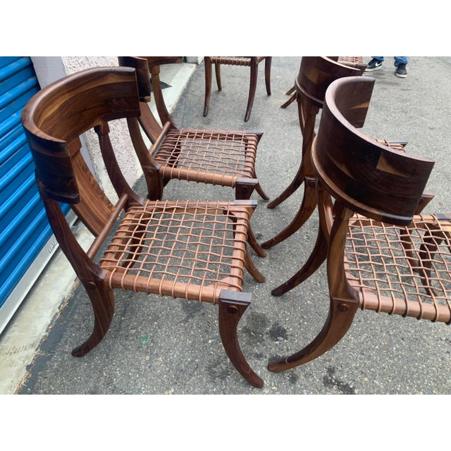 Walnut Klismos Dining Chairs Set of 4 For Sale In San Diego - Image 6 of 9