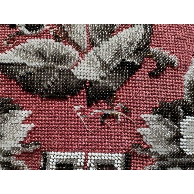 Biedermeier Cushion with Bead Embroidery in Grisaille Tones For Sale - Image 3 of 8