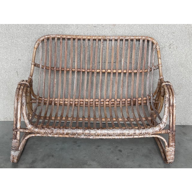 Vintage Mid-Century Modern Rattan and Bamboo Love Seat or Sofa, 1960s For Sale - Image 16 of 18