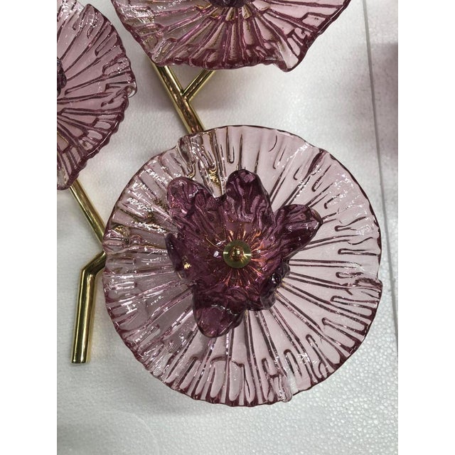 Mid-Century Modern Mid-Century Murano Art Glass and Brass Wall Light, 2000s For Sale - Image 3 of 9