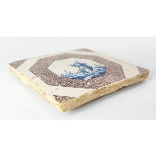 Late 18th Century 18th Century English Bristol or Dutch Delf Manganese Decorative Tile For Sale - Image 5 of 8