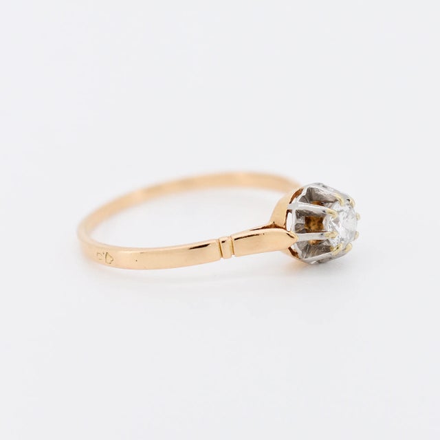Vintage Solitaire Gold Platinum and Diamonds, Size 10.5 For Sale - Image 4 of 5