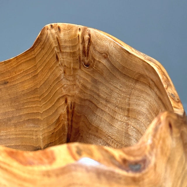 2000 - 2009 Organic Modern Hand Turned Elm Burl Bowl, Signed For Sale - Image 5 of 8