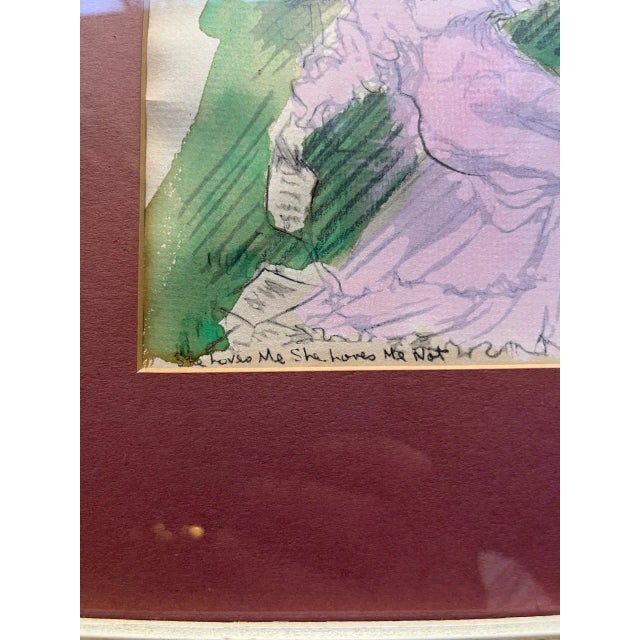 Mid-Century Modern 1953 Angna Enters (1897-1989) Mixed Media Drawing Loves Me She Loves Me Not For Sale - Image 4 of 9