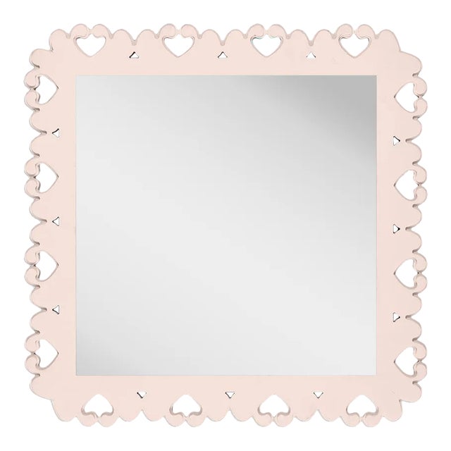 Fleur Home Garden District Satsuma Square Mirror in Pink Ground, 48x48 For Sale