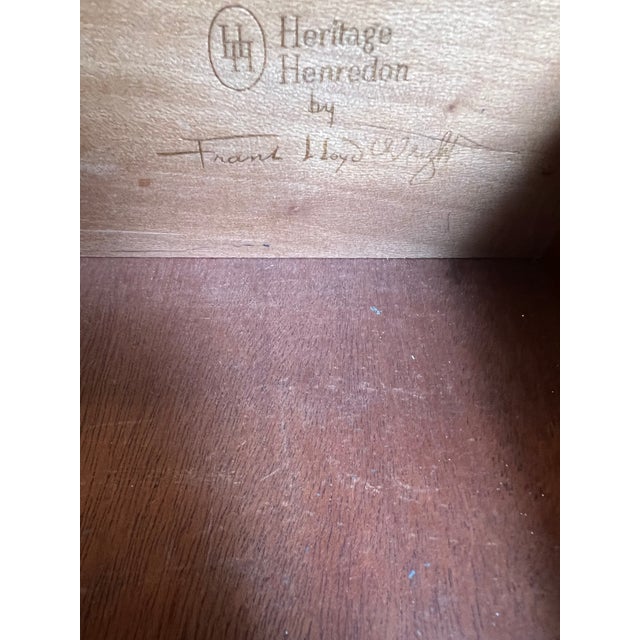 Mid-Century Modern Mid-Century Frank Lloyd Wright Designed for Heritage-Henredon 1955. Solid Mahogany Nightstand Expertly Preserved/Restored. For Sale - Image 3 of 12