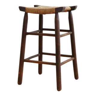 Vintage Woven Seat Stool or Bar Stool For Sale
