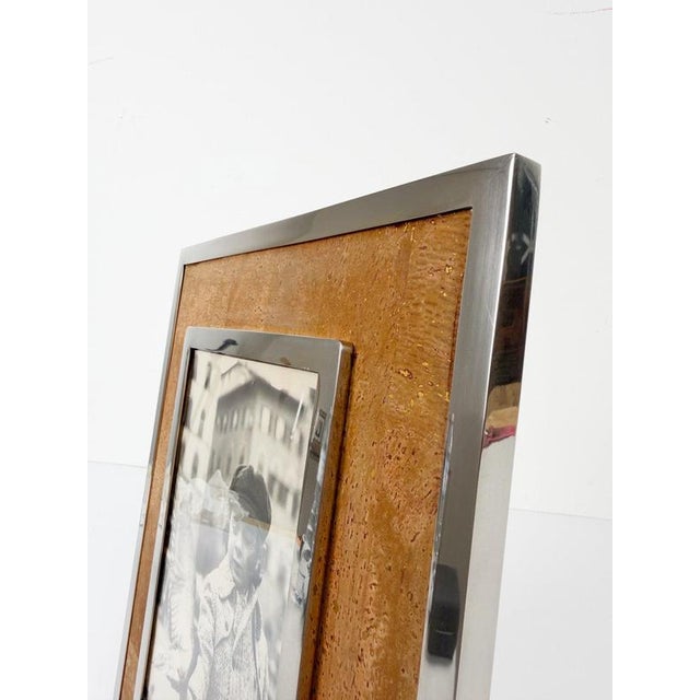Large Italian Rectangular Picture Frame in Chrome, Acrylic Glass and Cork, 1970s For Sale - Image 12 of 18