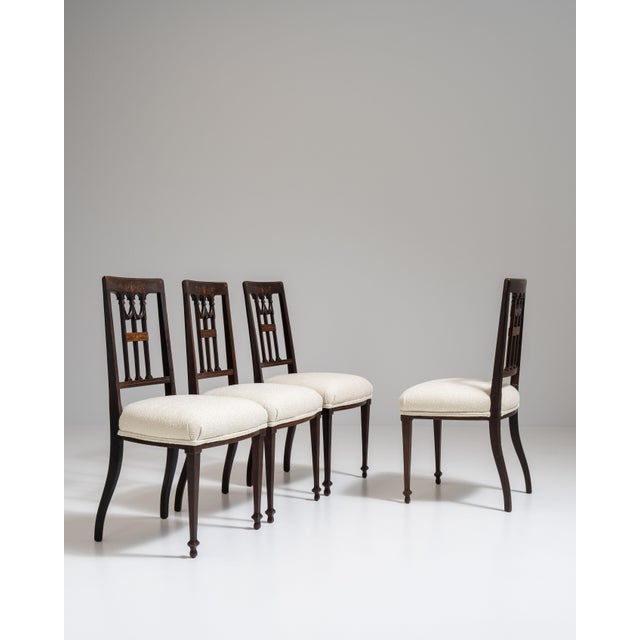 Set of Four 19th Century French Dark Brown Neoclassical Chairs with Upholstered Seats For Sale - Image 11 of 15