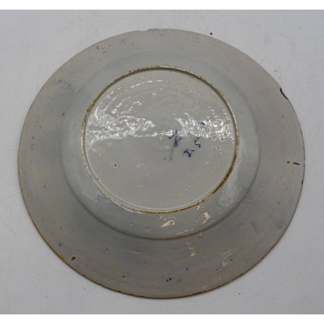 C. 1800 Pair of Delft Blue and White Peacock Feather Vase Plates For Sale In Raleigh - Image 6 of 9