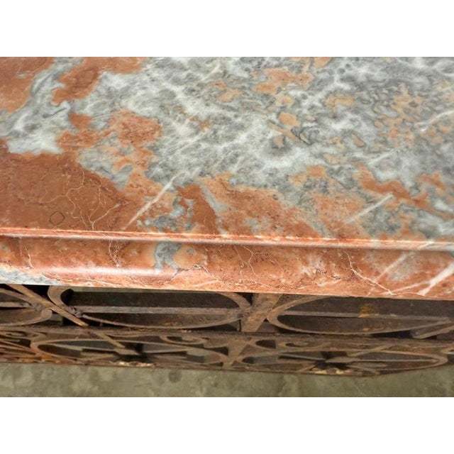 Pair of Italian Wrought Iron Consoles With Rosso Verona Marble Tops For Sale - Image 16 of 18
