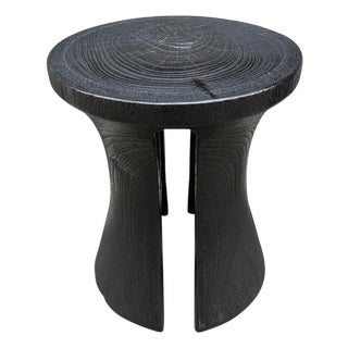 Andrianna Shamaris Sculptural Teak Wood Side Table or Stool For Sale