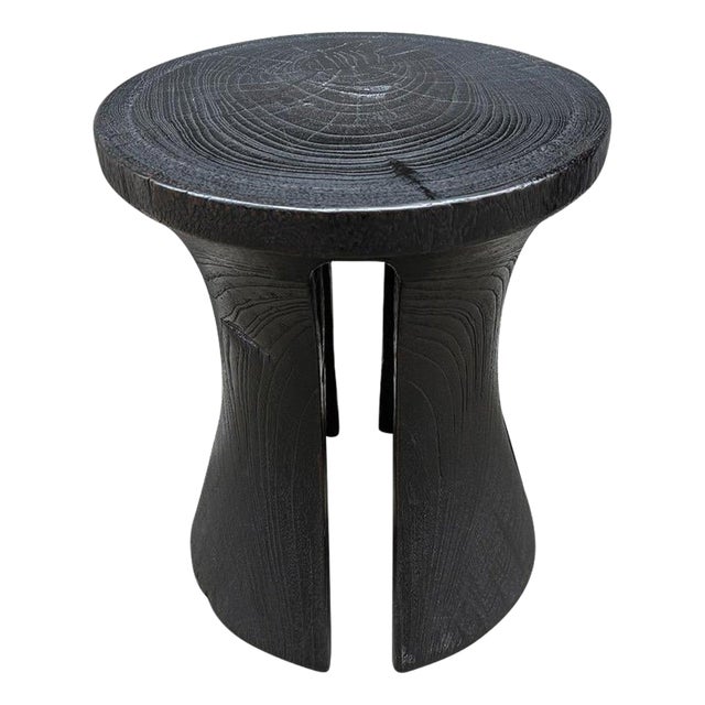 Andrianna Shamaris Sculptural Teak Wood Side Table or Stool For Sale