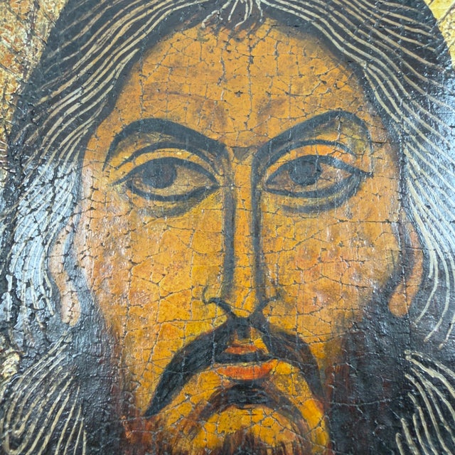 Orthodox Wooden Icon of Christ Patokrator, Early 19th Century For Sale - Image 4 of 9