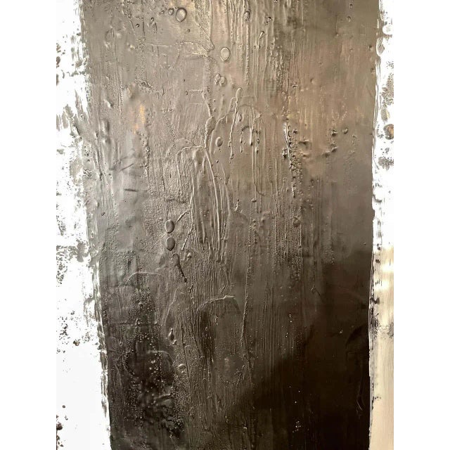 Paint Lynn Basa Encaustic Black and White Stripe Panel "Three Ways of Looking Black" For Sale - Image 7 of 13