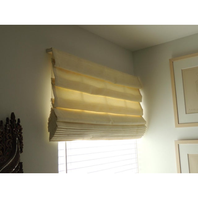 Beige Silk Color Soft Pleated Window Roman Shade. Was used for a show house installation. No hanging hardware just shade...