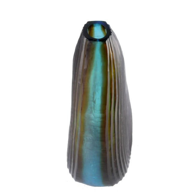 Tall cut glass vase made by Oggetti in Italy. A-761-344