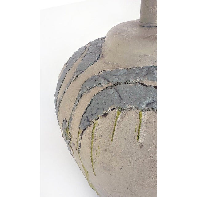 Sky Blue Vintage Studio Ceramic Table Lamps With Great Textures - a Pair For Sale - Image 8 of 9