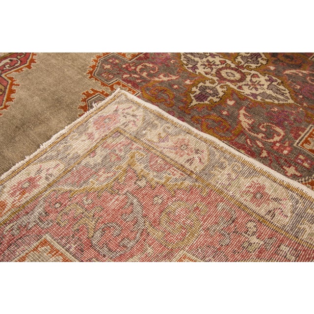 Mid 20th Century Vintage Chinese Oushak Handmade Brown Medallion Wool Rug For Sale - Image 4 of 11