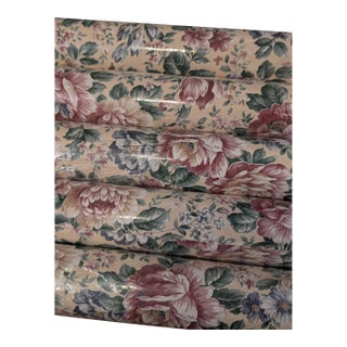 Vintage C 1990 Venilia “Mathe” Floral Wallpaper - 5 Matching Rolls, Same Dye Lot For Sale