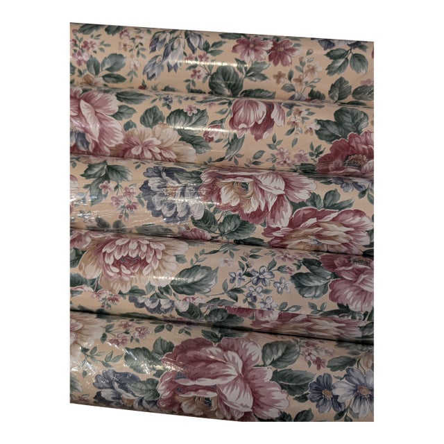 Vintage C 1990 Venilia “Mathe” Floral Wallpaper - 5 Matching Rolls, Same Dye Lot For Sale