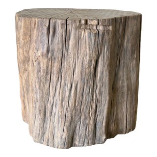 Antique Elm Wood Stump Table For Sale