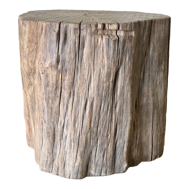 Antique Elm Wood Stump Table For Sale